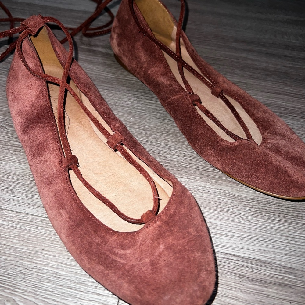 Madewell Suede Lace-Up Flats Size 9